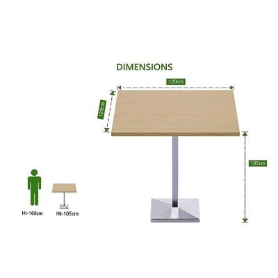 Mahmayi Bar Table Square Base 4 Seater Cocktail Bistro Table for Pub, Kitchen, Living Room, Dining Room, Kitchen & Home bar_Oak