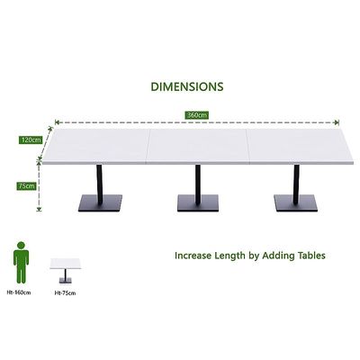 Mahmayi Ristoran Bar Table Square Base - 12 Seater Cocktail Bistro Table for Pub, Living Room, Dining Room - Ideal for Home & Commercial Kitchen Organization, Workspace Enhancement - White