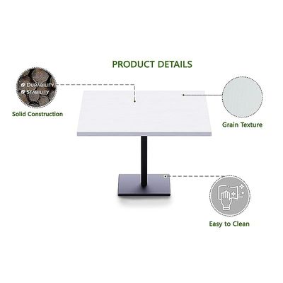 Mahmayi Ristoran Bar Table Square Base - 12 Seater Cocktail Bistro Table for Pub, Living Room, Dining Room - Ideal for Home & Commercial Kitchen Organization, Workspace Enhancement - White