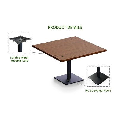 Mahmayi Ristoran Bar Table Square Base - 20 Seater Cocktail Bistro Table for Pub, Living Room, Dining Room - Ideal for Home & Commercial Kitchen Organization, Workspace Enhancement - Dark Walnut