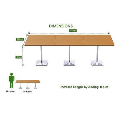 Mahmayi Bar Table Square Base 12 Seater Cocktail Bistro Table for Pub, Kitchen, Living Room, Dining Room, Kitchen & Home bar_Light Walnut