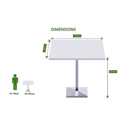 Mahmayi Bar Table Square Base 4 Seater Cocktail Bistro Table for Pub, Kitchen, Living Room, Dining Room, Kitchen & Home bar_White