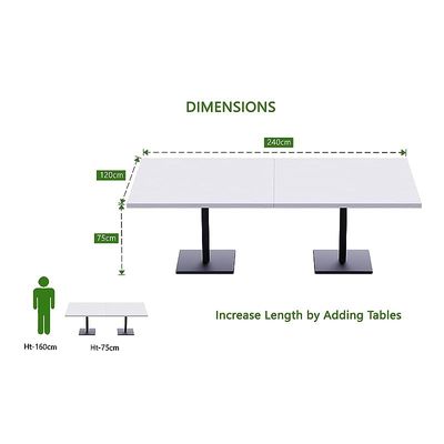 Mahmayi Ristoran Bar Table Square Base - 8 Seater Cocktail Bistro Table for Pub, Living Room, Dining Room - Ideal for Home & Commercial Kitchen Organization, Workspace Enhancement - White