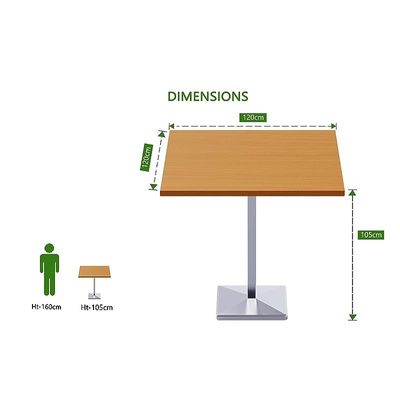 Mahmayi Bar Table Square Base 4 Seater Cocktail Bistro Table for Pub, Kitchen, Living Room, Dining Room, Kitchen & Home bar_Light Walnut