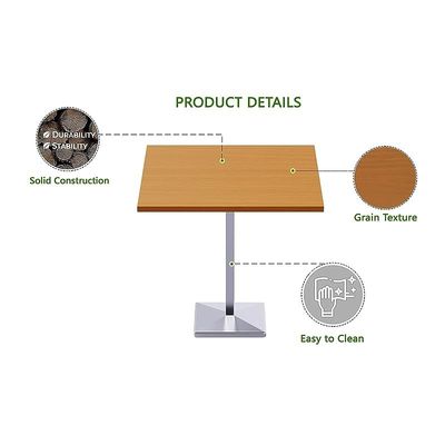 Mahmayi Bar Table Square Base 4 Seater Cocktail Bistro Table for Pub, Kitchen, Living Room, Dining Room, Kitchen & Home bar_Light Walnut