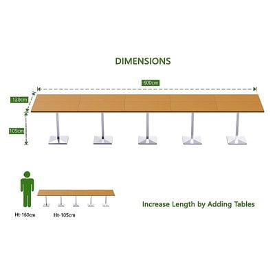 Mahmayi Bar Table Square Base 20 Seater Cocktail Bistro Table for Pub, Kitchen, Living Room, Dining Room, Kitchen & Home bar_Light Walnut