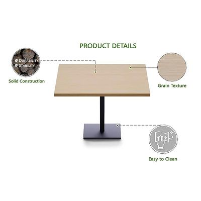 Mahmayi Ristoran Bar Table Square Base - 28 Seater Cocktail Bistro Table for Pub, Living Room, Dining Room - Ideal for Home & Commercial Kitchen Organization, Workspace Enhancement - Oak