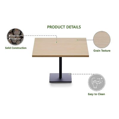 Mahmayi Ristoran Bar Table Square Base - 4 Seater Cocktail Bistro Table for Pub, Living Room, Dining Room - Ideal for Home & Commercial Kitchen Organization, Workspace Enhancement - Oak