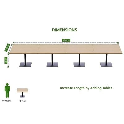 Mahmayi Ristoran Bar Table Square Base - 16 Seater Cocktail Bistro Table for Pub, Living Room, Dining Room - Ideal for Home & Commercial Kitchen Organization, Workspace Enhancement - Oak