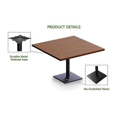 Mahmayi Ristoran Bar Table Square Base - 8 Seater Cocktail Bistro Table for Pub, Living Room, Dining Room - Ideal for Home & Commercial Kitchen Organization, Workspace Enhancement - Dark Walnut