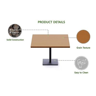 Mahmayi Ristoran Bar Table Square Base - 4 Seater Cocktail Bistro Table for Pub, Living Room, Dining Room - Ideal for Home & Commercial Kitchen Organization, Workspace Enhancement - Light Walnut