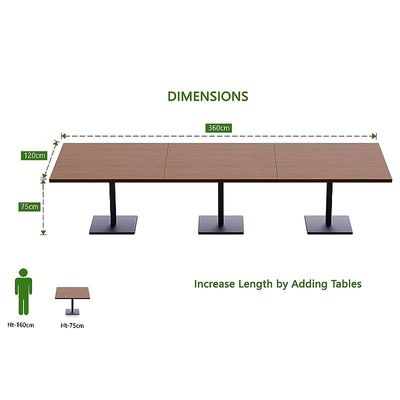 Mahmayi Ristoran Bar Table Square Base - 12 Seater Cocktail Bistro Table for Pub, Living Room, Dining Room - Ideal for Home & Commercial Kitchen Organization, Workspace Enhancement - Dark Walnut