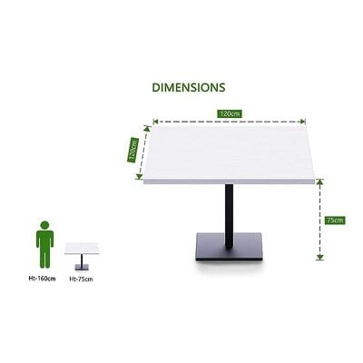 Mahmayi Ristoran Bar Table Square Base - 4 Seater Cocktail Bistro Table for Pub, Living Room, Dining Room - Ideal for Home & Commercial Kitchen Organization, Workspace Enhancement - White