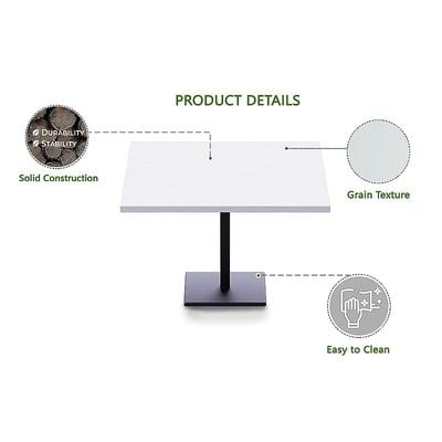 Mahmayi Ristoran Bar Table Square Base - 16 Seater Cocktail Bistro Table for Pub, Living Room, Dining Room - Ideal for Home & Commercial Kitchen Organization, Workspace Enhancement - White