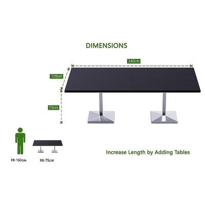 Mahmayi Ristoran 500PE-240 8 Seater Square Modular Pantry Table - Black - Ideal for Dining, Kitchen, or Restaurant Use