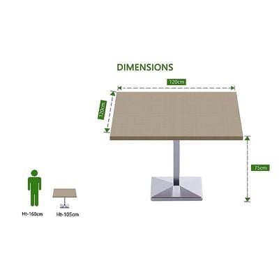 Mahmayi Ristoran 500PE-120 4 Seater Square Modular Pantry Table - Linen - Ideal for Dining, Kitchen, or Restaurant Use