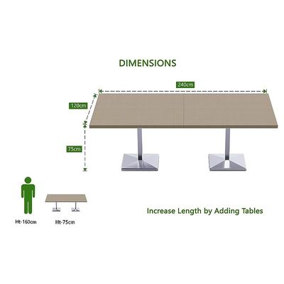 Mahmayi Ristoran 500PE-240 8 Seater Square Modular Pantry Table - Linen - Ideal for Dining, Kitchen, or Restaurant Use