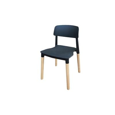 Mahmayi TJ HYL-088 Wooden Legs with Plastic moulded Dining Chair Black