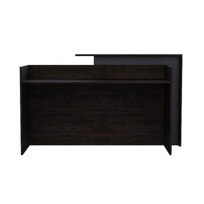 Zelda 26R001 Modern Reception Desk with Elegant front design, Storage Feature Front Office Desk, 180 cm (Black Brown Thermo Oak)