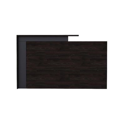 Zelda 26R001 Modern Reception Desk with Elegant front design, Storage Feature Front Office Desk, 180 cm (Black Brown Thermo Oak)