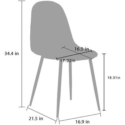 Mahmayi HYDC001 Washable Fabric Cushion Seat Back Dining Grey Chair