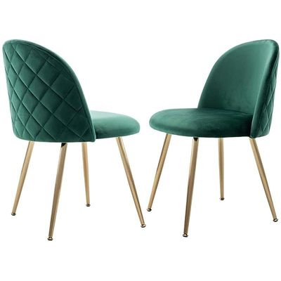 HYDC020 Dining Chairs, Modern Kitchen Chairs Velvet Upholstered Accent Leisure Chairs for Living Room &amp; Dining Set, Green (Pack of 6)