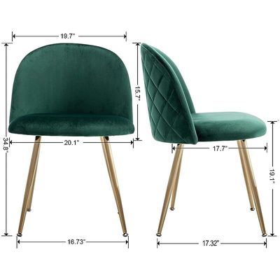 HYDC020 Dining Chairs, Modern Kitchen Chairs Velvet Upholstered Accent Leisure Chairs for Living Room &amp; Dining Set, Green (Pack of 6)