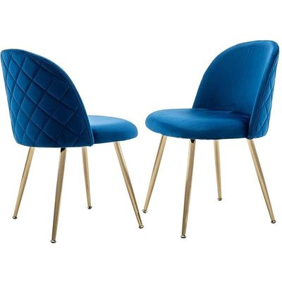 HYDC020 Dining Chairs, Modern Kitchen Chairs Velvet Upholstered Accent Leisure Chairs for Living Room &amp; Dining Set, Blue (Pack of 2)