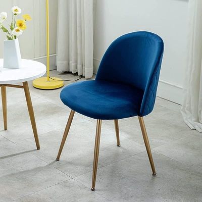 HYDC020 Dining Chairs, Modern Kitchen Chairs Velvet Upholstered Accent Leisure Chairs for Living Room &amp; Dining Set, Blue (Pack of 2)