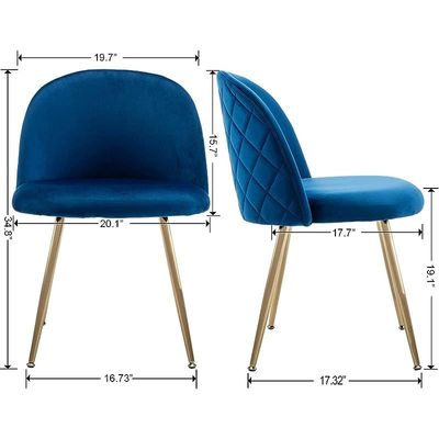 HYDC020 Dining Chairs, Modern Kitchen Chairs Velvet Upholstered Accent Leisure Chairs for Living Room &amp; Dining Set, Blue (Pack of 4)