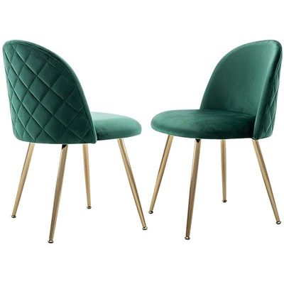 HYDC020 Dining Chairs, Modern Kitchen Chairs Velvet Upholstered Accent Leisure Chairs for Living Room &amp; Dining Set, Green (Pack of 2)