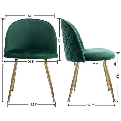 HYDC020 Dining Chairs, Modern Kitchen Chairs Velvet Upholstered Accent Leisure Chairs for Living Room &amp; Dining Set, Green (Pack of 2)