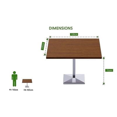 Mahmayi Ristoran 500PE-120 4 Seater Square Modular Pantry Table - Dark Walnut - Ideal for Dining, Kitchen, or Restaurant Use