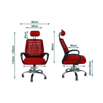Sleekline HY-903 Mesh Task High Back Chair, High Back Mesh Chair, Ergonomic Swivel Executive Chair Height Rolling Swivel Office Chair - Red