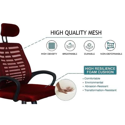 Sleekline HY-903 Mesh Task High Back Chair, High Back Mesh Chair, Ergonomic Swivel Executive Chair Height Rolling Swivel Office Chair - Red