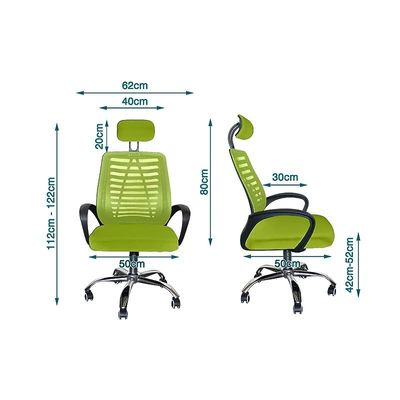 Sleekline HY-903 Mesh Task High Back Chair, High Back Mesh Chair, Ergonomic Swivel Executive Chair Height Rolling Swivel Office Chair - Green