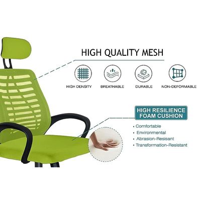 Sleekline HY-903 Mesh Task High Back Chair, High Back Mesh Chair, Ergonomic Swivel Executive Chair Height Rolling Swivel Office Chair - Green