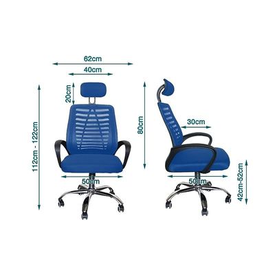 Sleekline HY-903 Mesh Task High Back Chair, High Back Mesh Chair, Ergonomic Swivel Executive Chair Height Rolling Swivel Office Chair - Blue