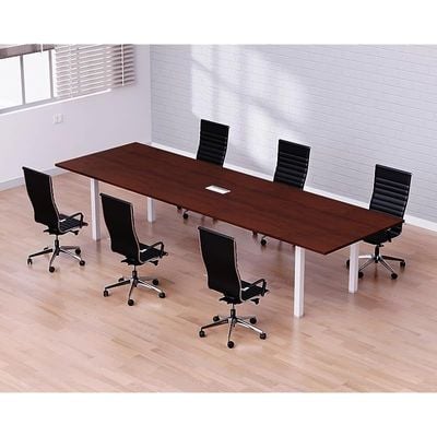 Mahmayi Meeting Table, Figura 72-24, Smooth & Durable Top Conference Table with Wire Management & Metal Legs for Home Office - 6 Seater, U-Leg (Apple Cherry)