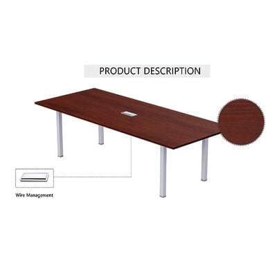 Mahmayi Meeting Table, Figura 72-18, Smooth & Durable Top Conference Table with Wire Management & Metal Legs for Home Office - 4 Seater, U-Leg (Apple Cherry)