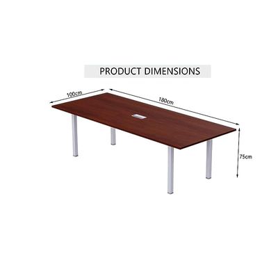 Mahmayi Meeting Table, Figura 72-18, Smooth & Durable Top Conference Table with Wire Management & Metal Legs for Home Office - 4 Seater, U-Leg (Apple Cherry)