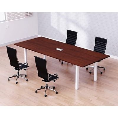 Mahmayi Meeting Table, Figura 72-18, Smooth & Durable Top Conference Table with Wire Management & Metal Legs for Home Office - 4 Seater, U-Leg (Apple Cherry)