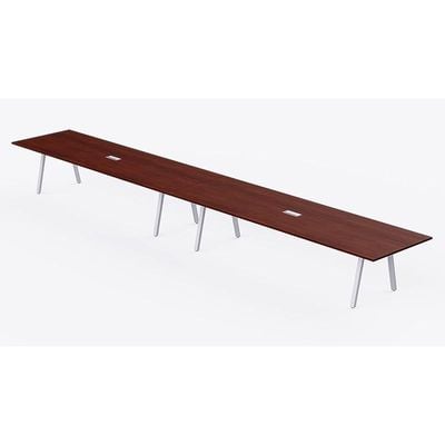 Mahmayi Bentuk 139-48 12 Seater Conference Meeting Table - Modern Office Furniture for Collaborative Work, Executive Boardroom Table with Stylish Design and Durable Construction - Ideal for Business Meetings and Conferences (Apple Cherry)