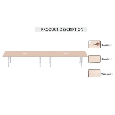 Mahmayi Meeting Table, Figura 72-48, Smooth & Durable Top Conference Table with Wire Management & Metal Legs for Home Office - 12 Seater, U-Leg (Oak)