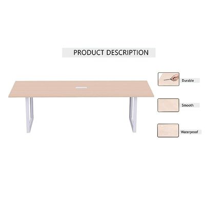 Mahmayi Meeting Table, Vorm 136-18, Smooth & Durable Top Conference Table with Wire Management & Metal Legs for Home Office - 4 Seater, Loop Leg Oak