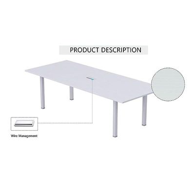 Mahmayi Meeting Table, Figura 72-18, Smooth & Durable Top Conference Table with Wire Management & Metal Legs for Home Office - 4 Seater, U-Leg (White)