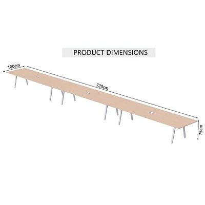 Mahmayi Bentuk 139-18 18 Seater Conference Meeting Table - Modern Office Furniture for Collaborative Work, Executive Boardroom Table with Stylish Design and Durable Construction - Ideal for Business Meetings and Conferences (Oak)