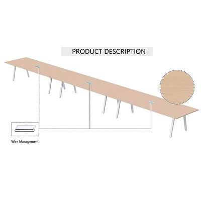 Mahmayi Bentuk 139-18 18 Seater Conference Meeting Table - Modern Office Furniture for Collaborative Work, Executive Boardroom Table with Stylish Design and Durable Construction - Ideal for Business Meetings and Conferences (Oak)