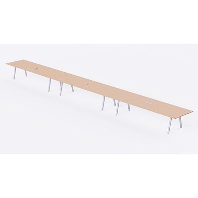 Mahmayi Bentuk 139-18 18 Seater Conference Meeting Table - Modern Office Furniture for Collaborative Work, Executive Boardroom Table with Stylish Design and Durable Construction - Ideal for Business Meetings and Conferences (Oak)