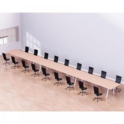 Mahmayi Bentuk 139-18 18 Seater Conference Meeting Table - Modern Office Furniture for Collaborative Work, Executive Boardroom Table with Stylish Design and Durable Construction - Ideal for Business Meetings and Conferences (Oak)